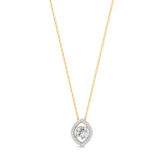 0.56 Ct Round Cut Moissanite Women's Cluster Necklace Pendant 14K Gold Plated